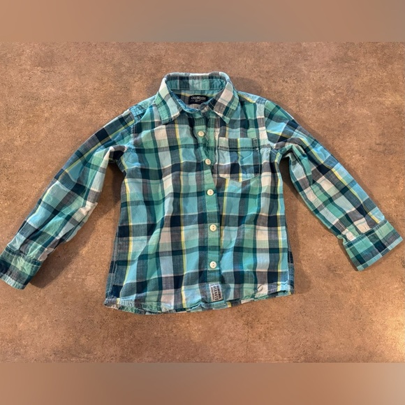 OshKoch- Boys - Colorful Plaid Button Down Long Sleeve, Size 5 - Picture 1 of 4